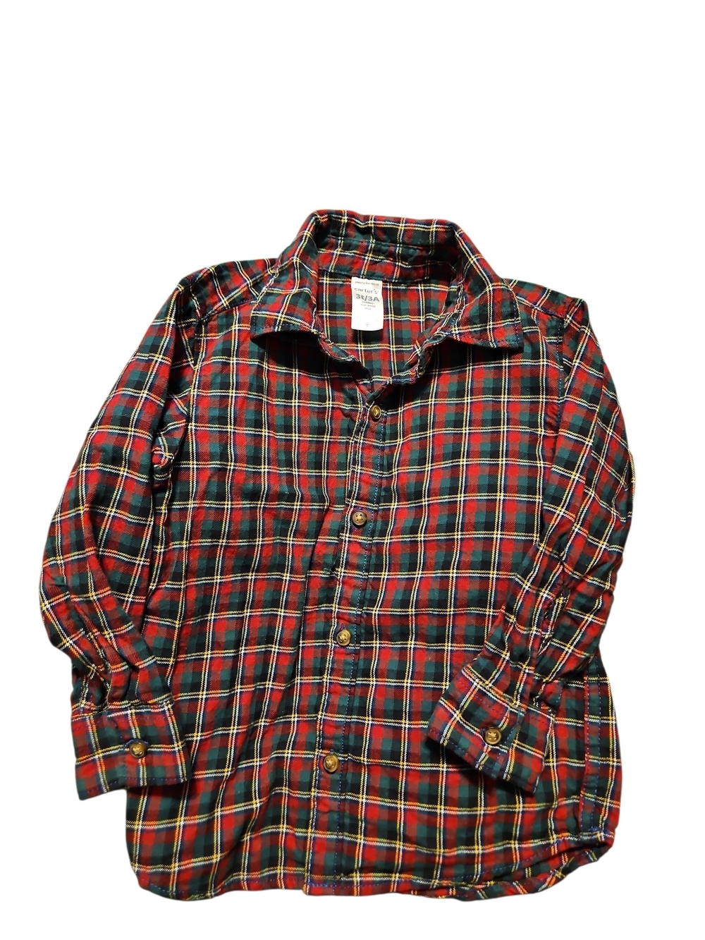 Carter's Red Green Plaid Button-Down Shirt Size 3t